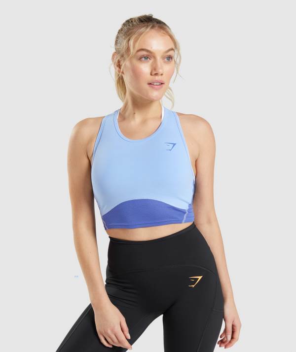 Damske Tielko Gymshark Pulse Crop Siva Modre / Modre | CS6957483